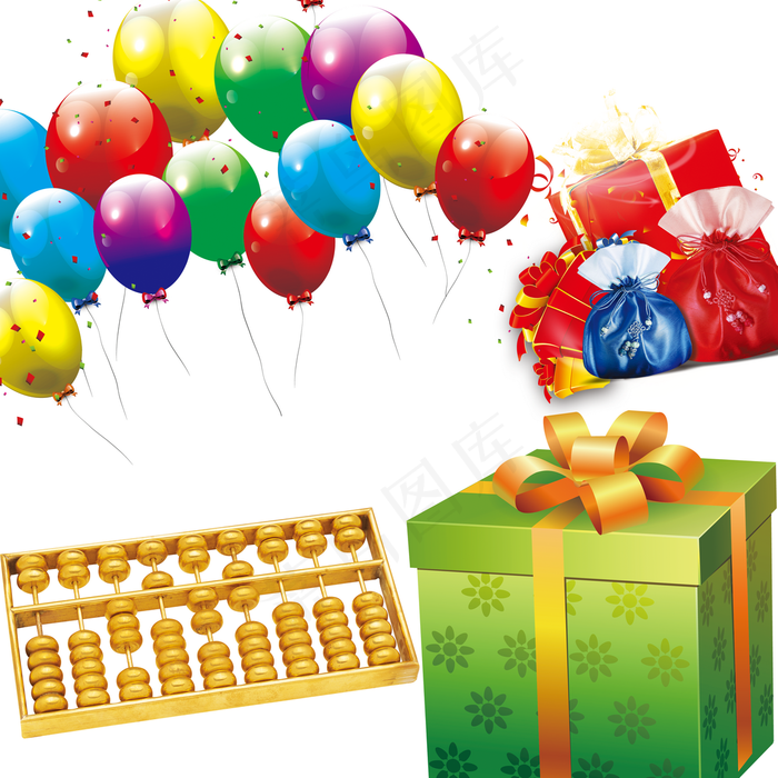 礼物 气球 金算盘图片