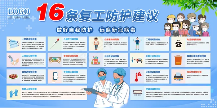 新冠肺炎企业复工复产展板海报图片(6000*3000像素(150dpi))psd模版下载