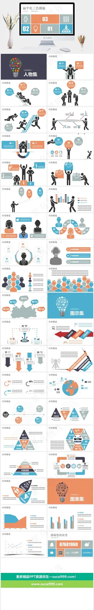 39页人物元素精美PPT图表白色营销PPT模板预览图