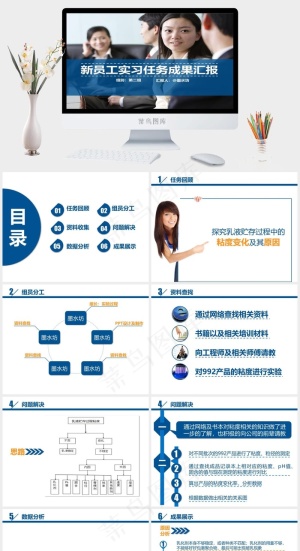 新员工实习任务成果汇报ppt模板数据分析
成果展示
蓝色实景风活泼PPT模板预览图