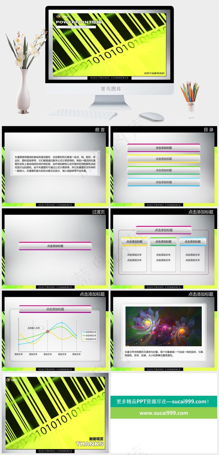 数字时代PPT模板黄色突出PPT模板