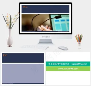 蓝色突出实景风PPT模板预览图