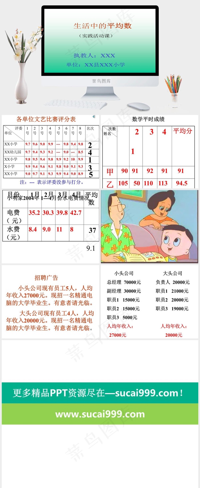 生活中的平均数图片灰色简洁营销PPT模板