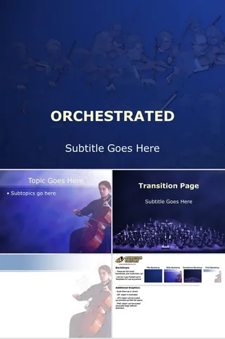 管弦乐大提琴PPT素材蓝色简洁营销PPT模板