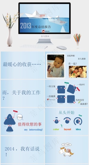 卡通年度总结报告ppt模板总结报告总结蓝色PPT模板总结报告
蓝色简洁PPT模板预览图