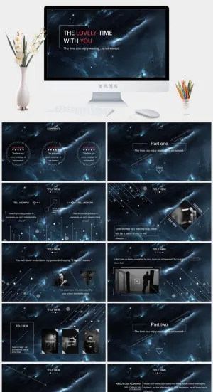 星空极简风格商务汇报总结PPT模板灰色蓝色科技硬朗PPT模板灰色蓝色科技硬朗PPT模板预览图