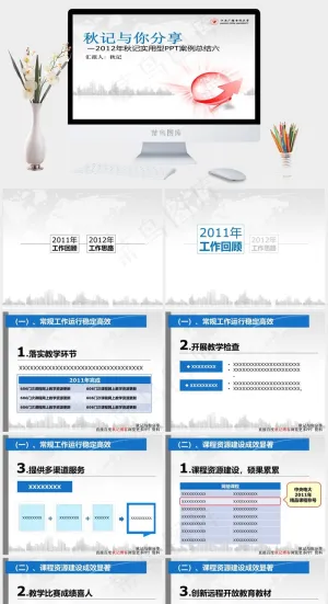 年终工作总结汇报ppt图片白色PPT模板预览图