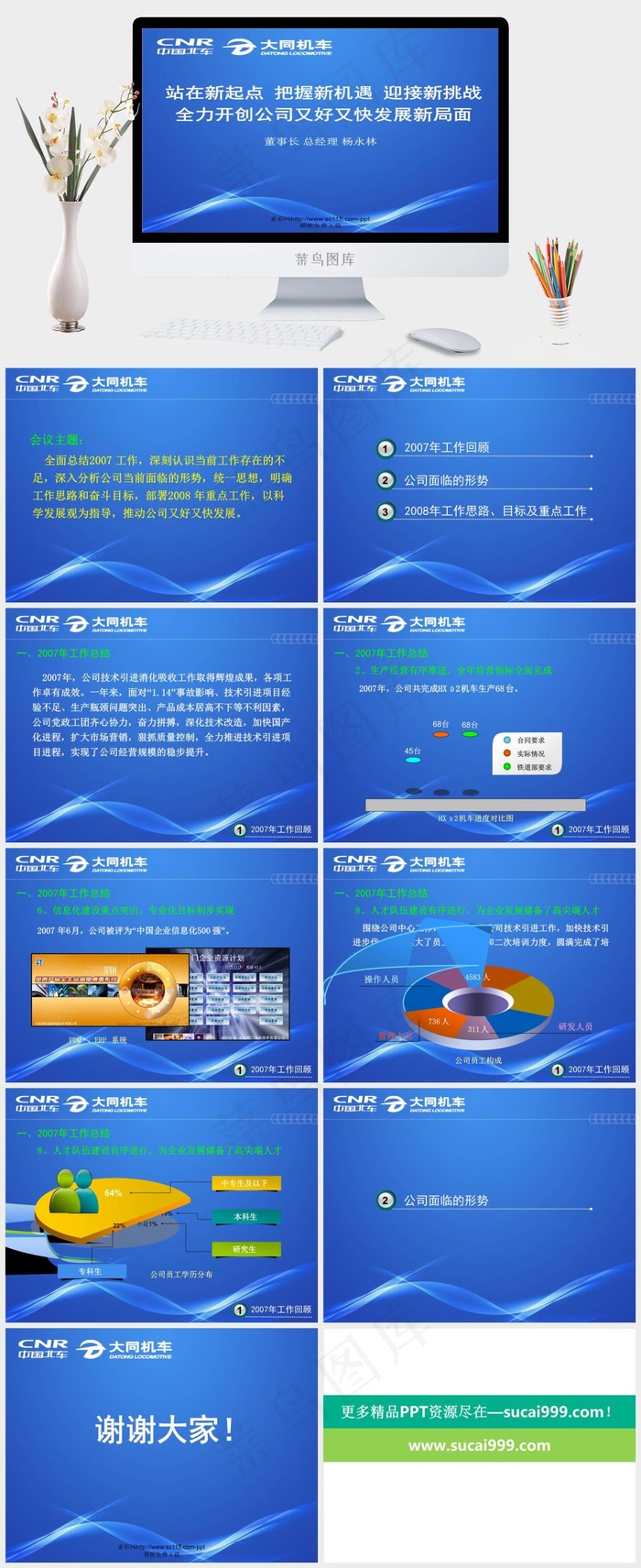 汽车公司工作汇报PPT模板蓝色营销PPT模板