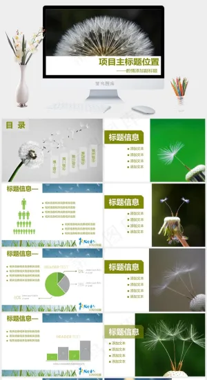 蒲公英ppt模板灰色突出营销PPT模板