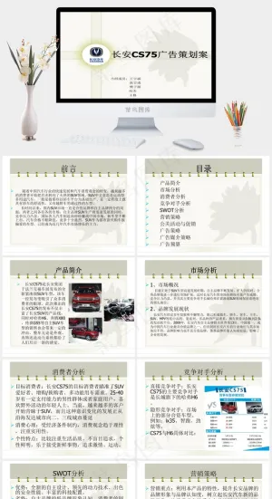 长安CS75广告策划案PPT策划灰色素雅简洁PPT模板白色素雅简洁PPT模板