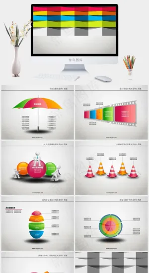 精美好看的时尚幻灯片模板灰色营销PPT模板预览图