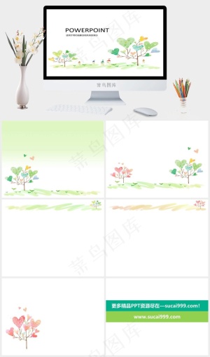校园植树活动PPT模板白色卡通风PPT模板白色卡通风PPT模板