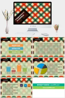 英格兰花格纹路背景营销PPT模板