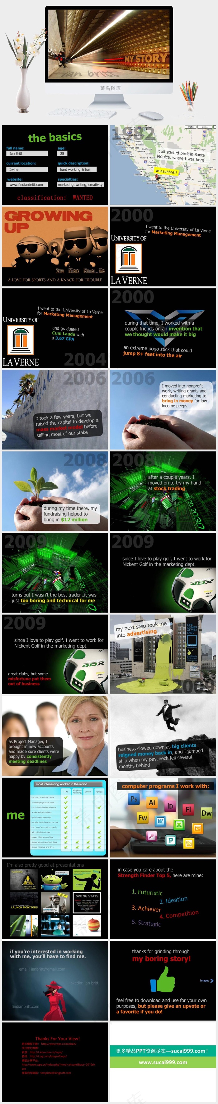 英文极COOL逗趣简历欣赏橘色橙色实景风PPT模板