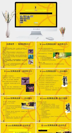 中国大学生jay舞挑战赛图片集团公司
公司
黄色简洁营销PPT模板