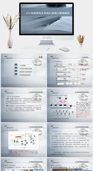 AFC系统架构蓝色突出PPT模板蓝色突出实景风PPT模板