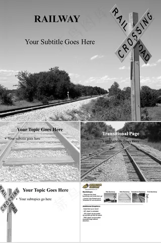 火车轨道ppt素材实景风硬朗PPT模板