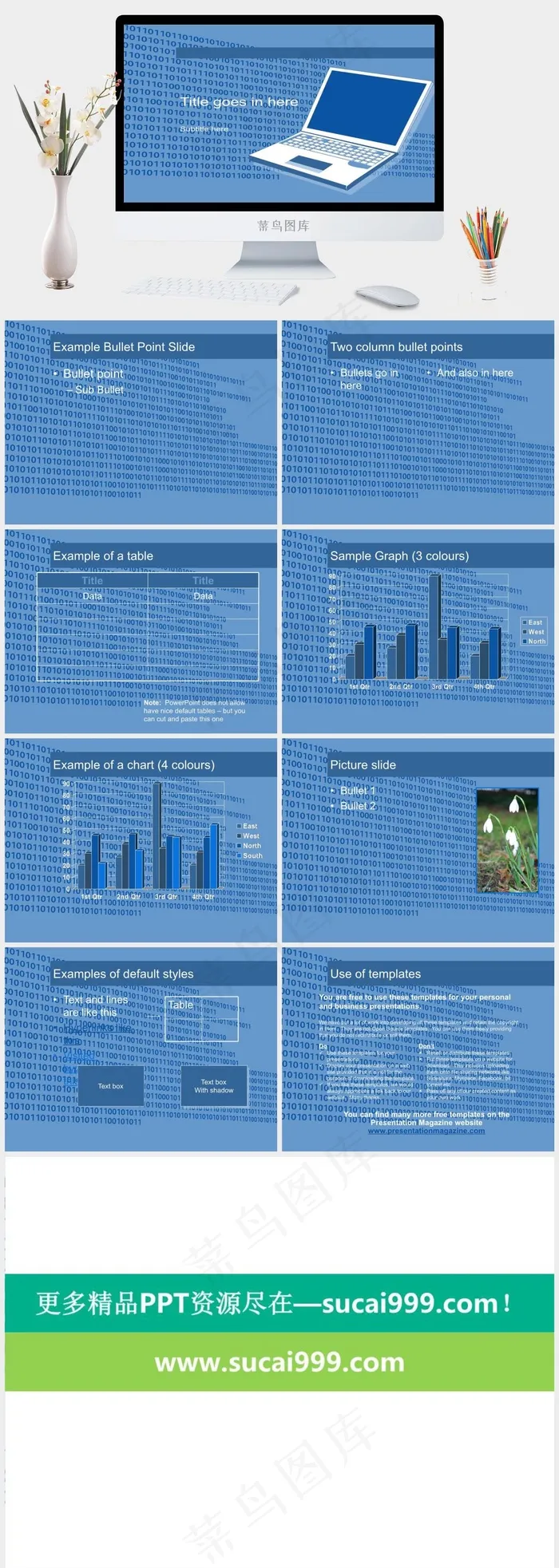 计算机蓝色模板蓝色PPT模板蓝色突出PPT模板