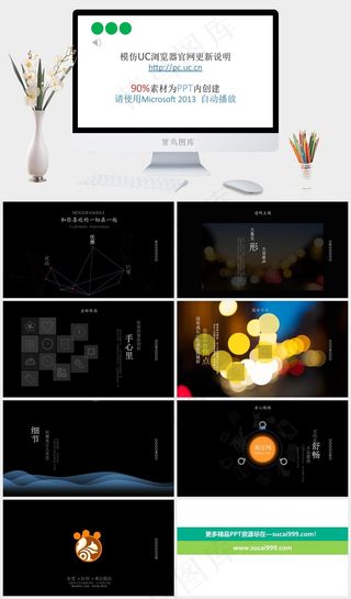 UC浏览器3.1电脑版临摹白色营销简洁素雅PPT模板