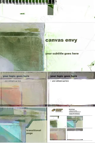 抽象油画PPT模板白色突出PPT模板