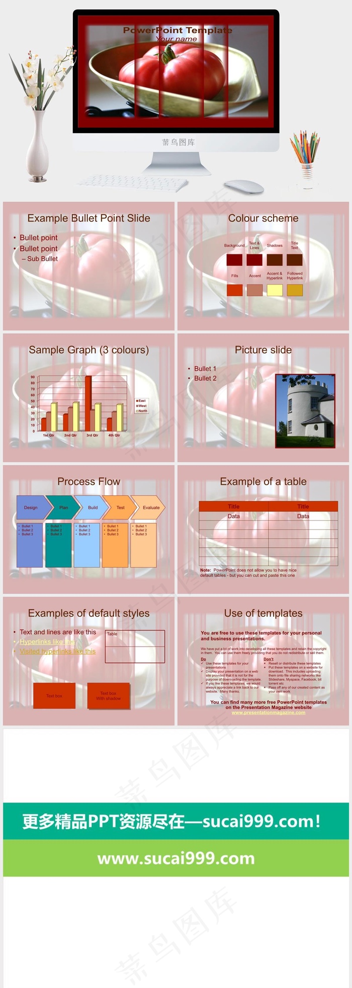 成熟番茄的PowerPoint模板红色突出PPT模板