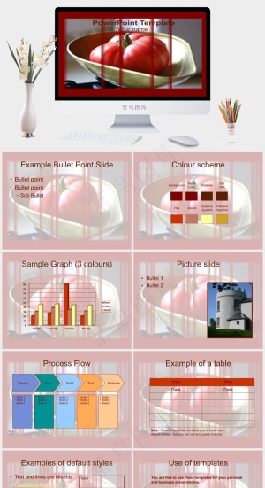 成熟番茄的PowerPoint模板红色突出PPT模板