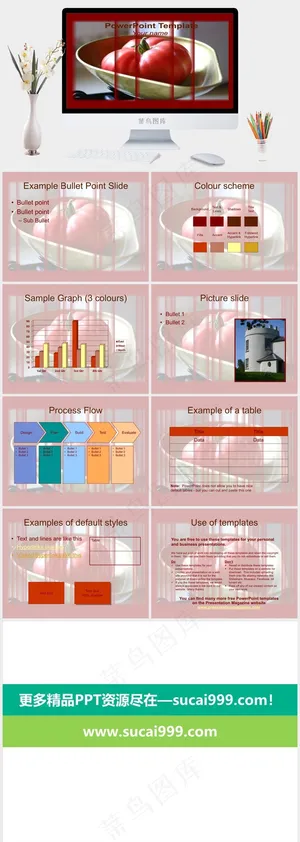 成熟番茄的PowerPoint模板红色突出PPT模板预览图