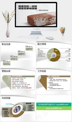 个人简历PPT灰色突出PPT模板预览图