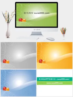 彩蛋花纹背景PPT模板绿色PPT模板绿色PPT模板预览图