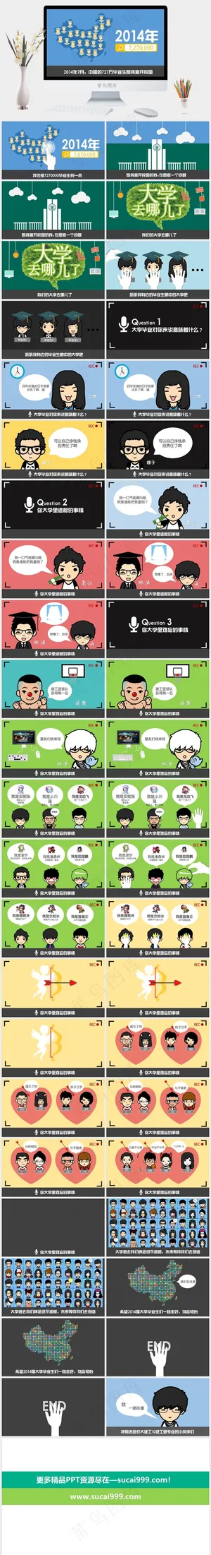 卡通PPT PPT动画蓝色PPT模板预览图