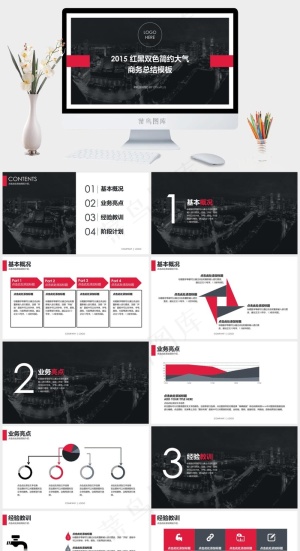 商务总结模板-简约大气红黑双色计划
灰色硬朗营销PPT模板