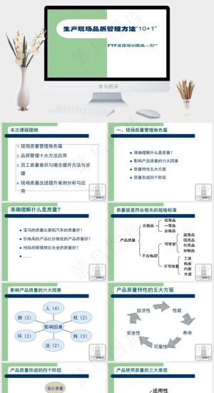 生产现场质量管理方法PPT员工培训白色绿色简洁PPT模板白色绿色简洁PPT模板预览图