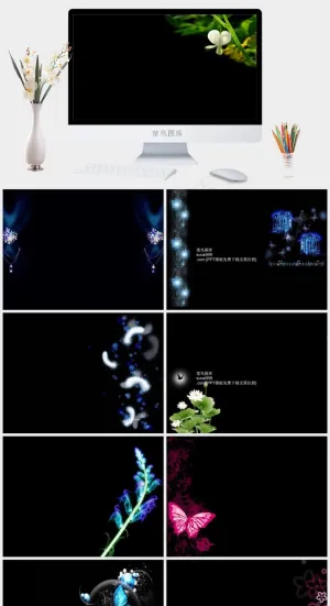梦幻图案黑色背景PPT模板黑色实景风PPT模板预览图