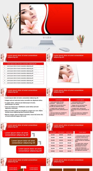 美丽女性红色PPT模板红色突出PPT模板预览图