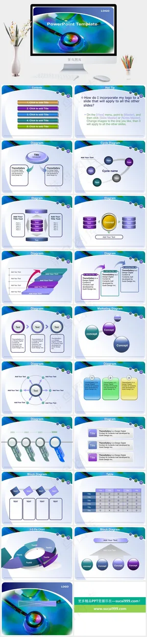 TG医学ppt模板蓝色青色突出PPT模板预览图