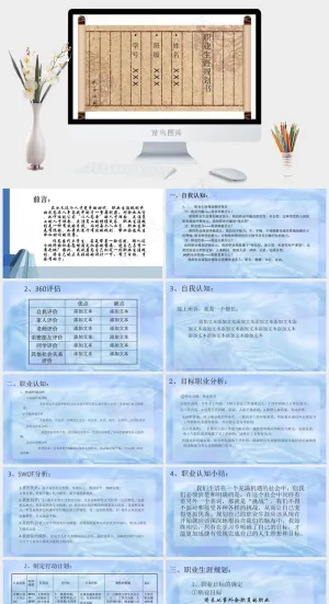 大学生职业生涯规划书模板橘色橙色中国风突出PPT模板预览图