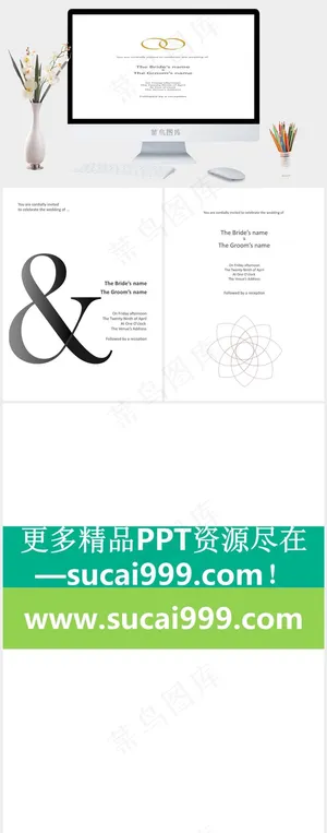 大胆的婚礼请柬白色简洁素雅PPT模板白色简洁素雅PPT模板预览图