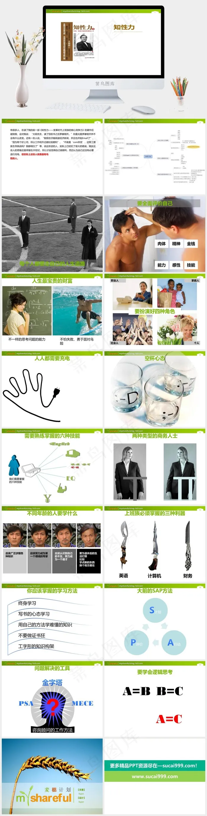 智力开发PPT模板白色简洁PPT模板