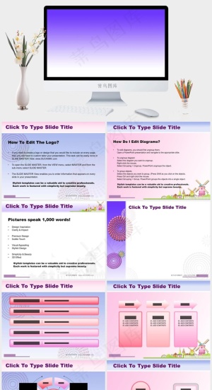 紫色幻灯片背景简洁PPT模板预览图