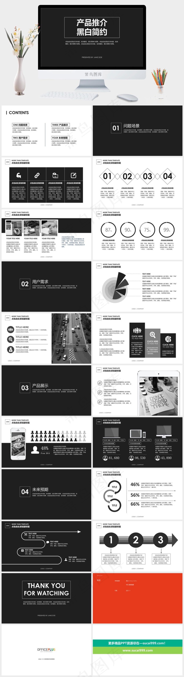 产品推介-黑白简约灰色营销简洁硬朗高冷PPT模板灰色营销简洁硬朗PPT模板