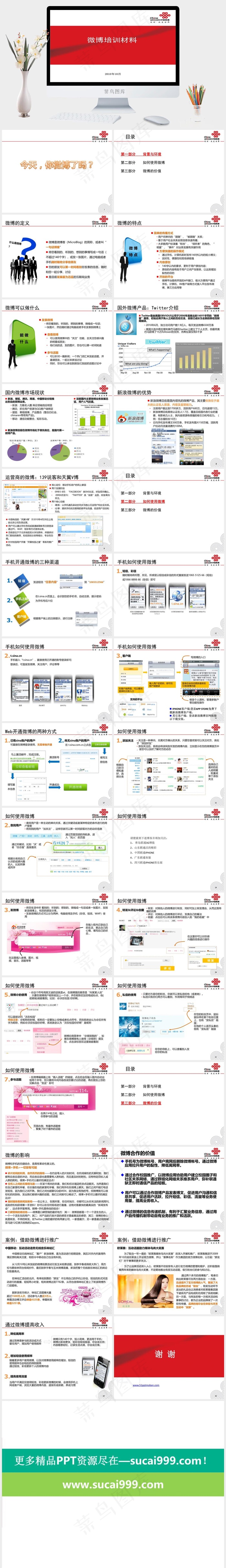 中国结联通公司ppt模板红色白色营销简洁PPT模板