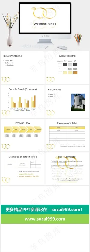 结婚戒指的PowerPoint模板白色简洁PPT模板白色简洁PPT模板预览图
