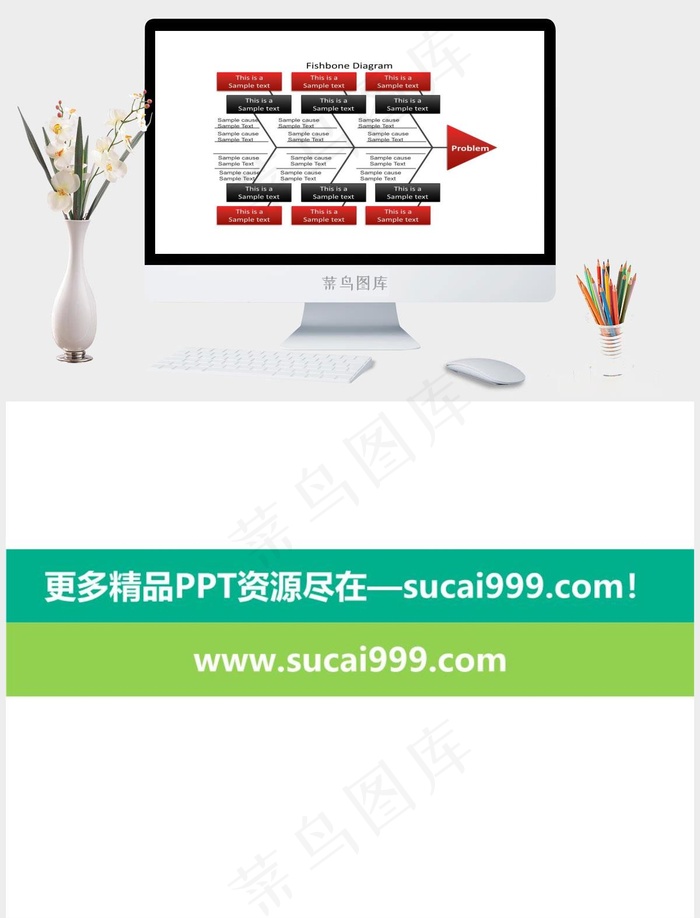 详细的鱼骨图PPT模板白色营销PPT模板白色营销PPT模板