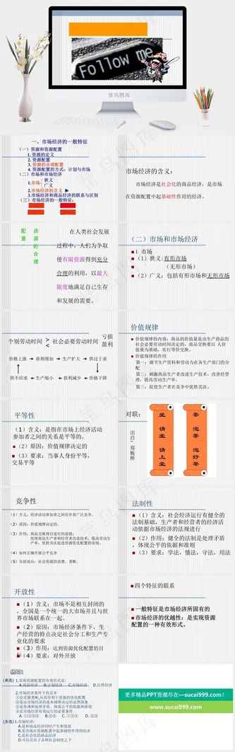 市场经济的一般特征图片灰色卡通风PPT模板预览图