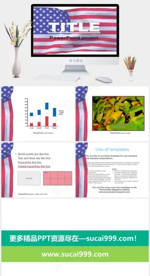 美国国旗的PowerPoint模板蓝色红色营销PPT模板蓝色红色营销PPT模板