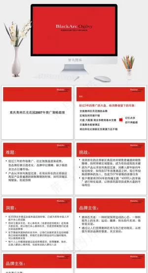 奥林匹克花园PPT模板红色简洁营销PPT模板预览图