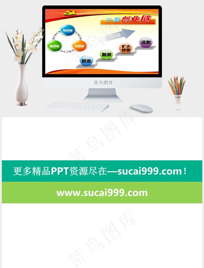 创业链水晶球PPT背景模板白色PPT模板白色PPT模板