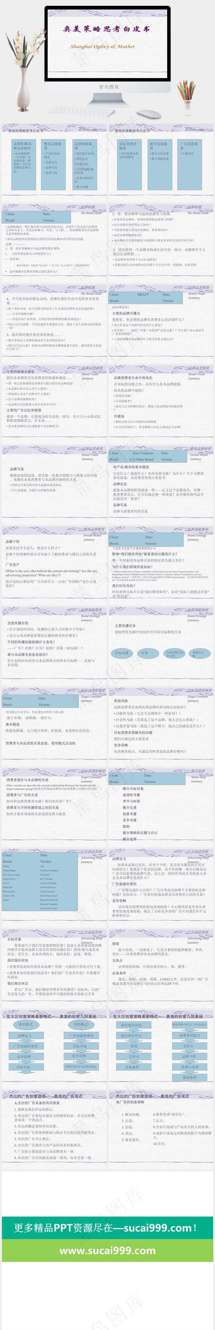 奥美策略思考白皮书PPT模板白色中国风PPT模板