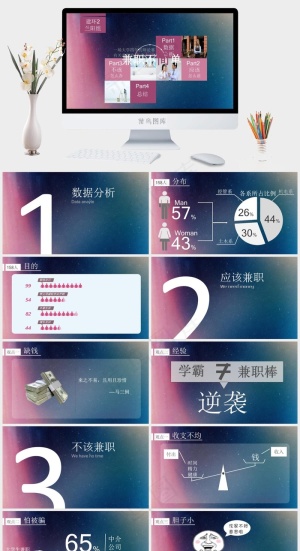 菜单响应式切换IOS风格PPT模板营销PPT模板