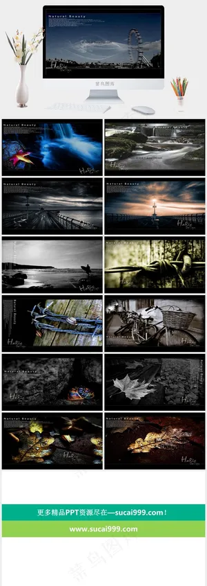 唯美风景环境保护PPT模板实景风硬朗PPT模板预览图